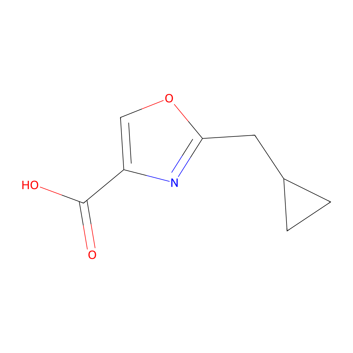 2-(Cyclopropylmethyl)-1,3-oxazole-4-carboxylic acid molecular structure, CAS 1249719-58-1