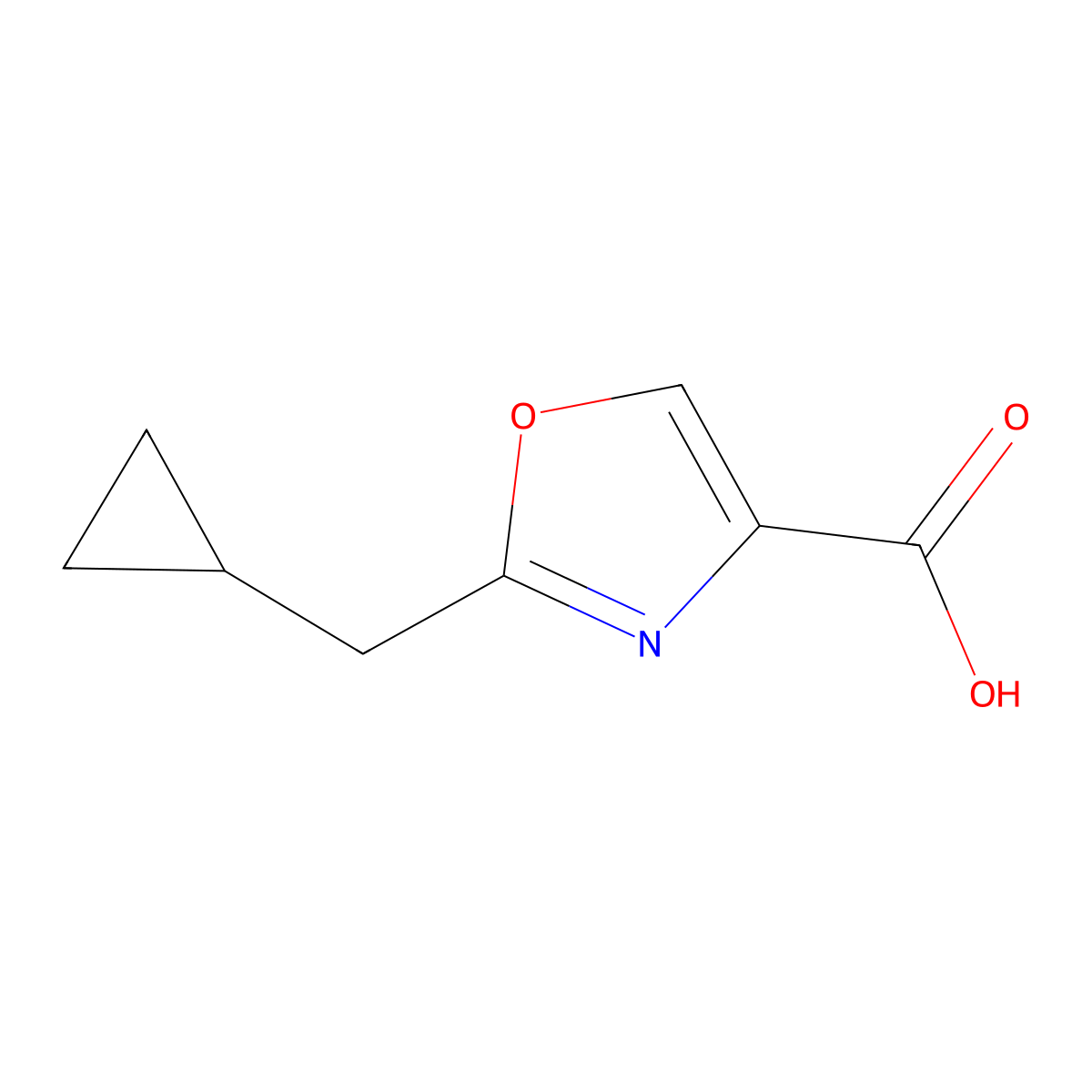 2-(Cyclopropylmethyl)-1,3-oxazole-4-carboxylic acid molecular structure, CAS 1249719-58-1