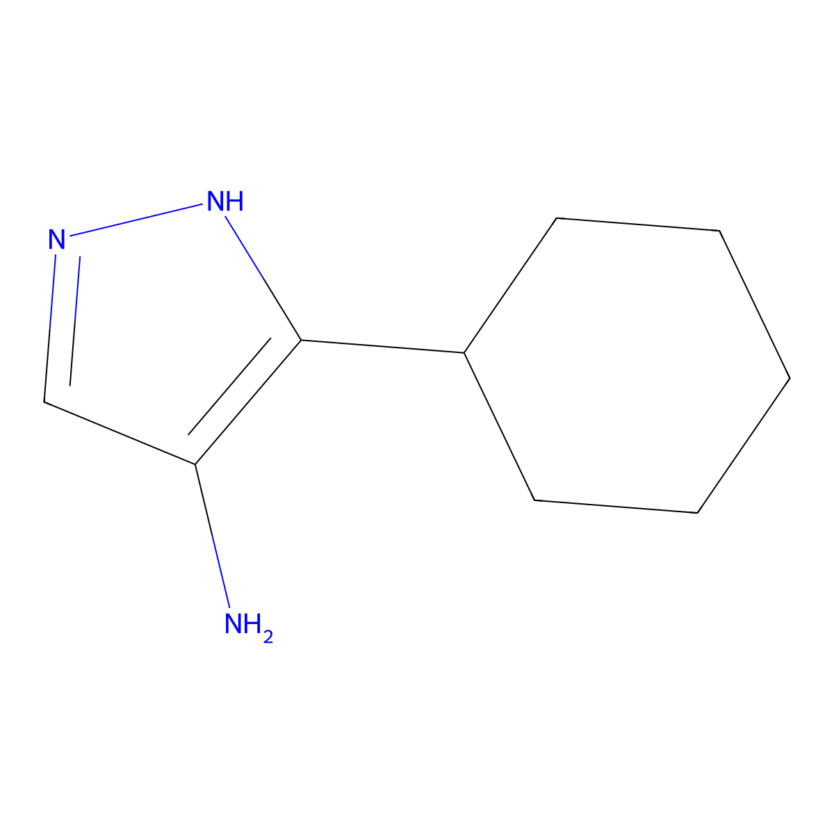 3-cyclohexyl-1H-pyrazol-4-amine molecular structure, CAS 1249721-12-7