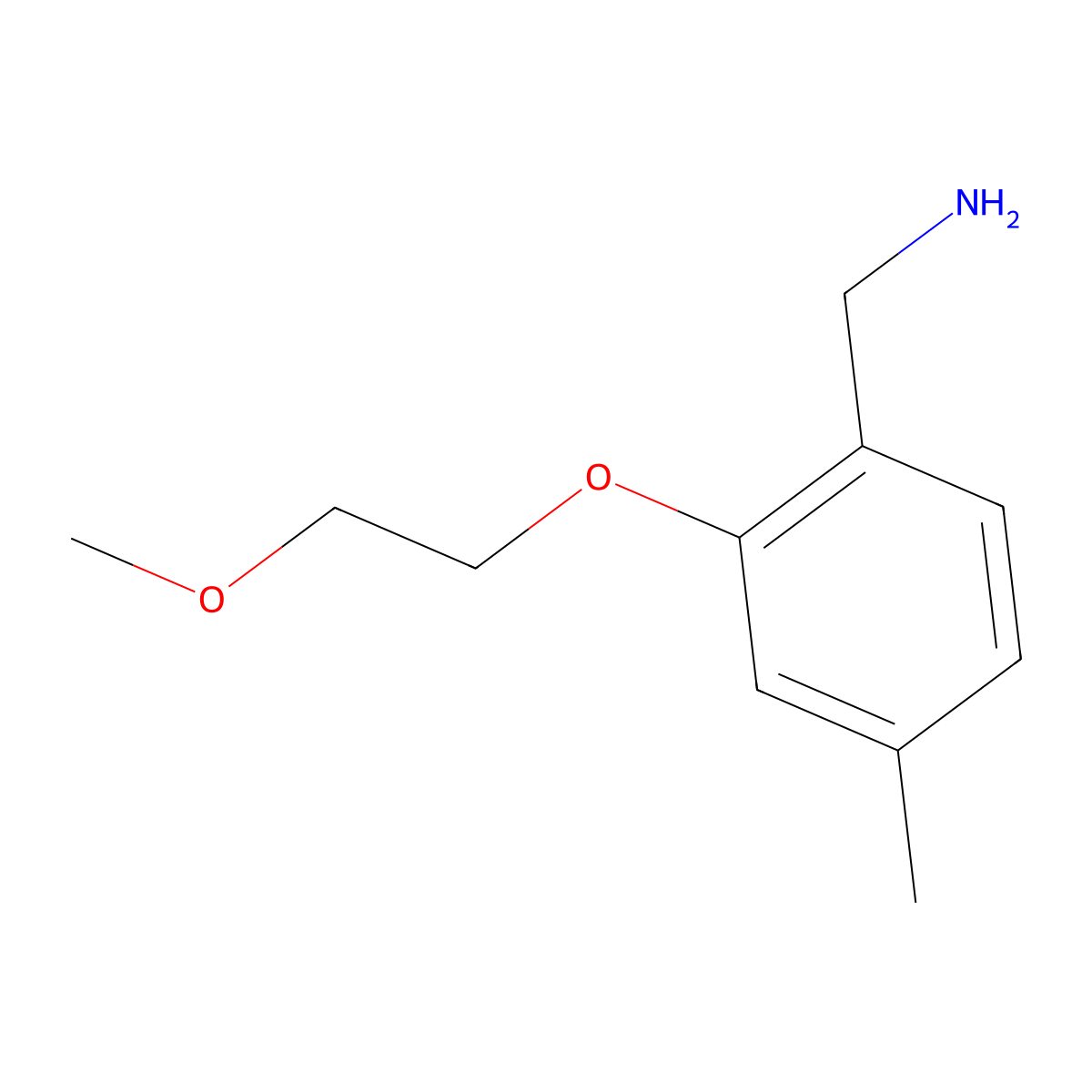 [2-(2-Methoxyethoxy)-4-methylphenyl]methanamine molecular structure, CAS 1249721-27-4