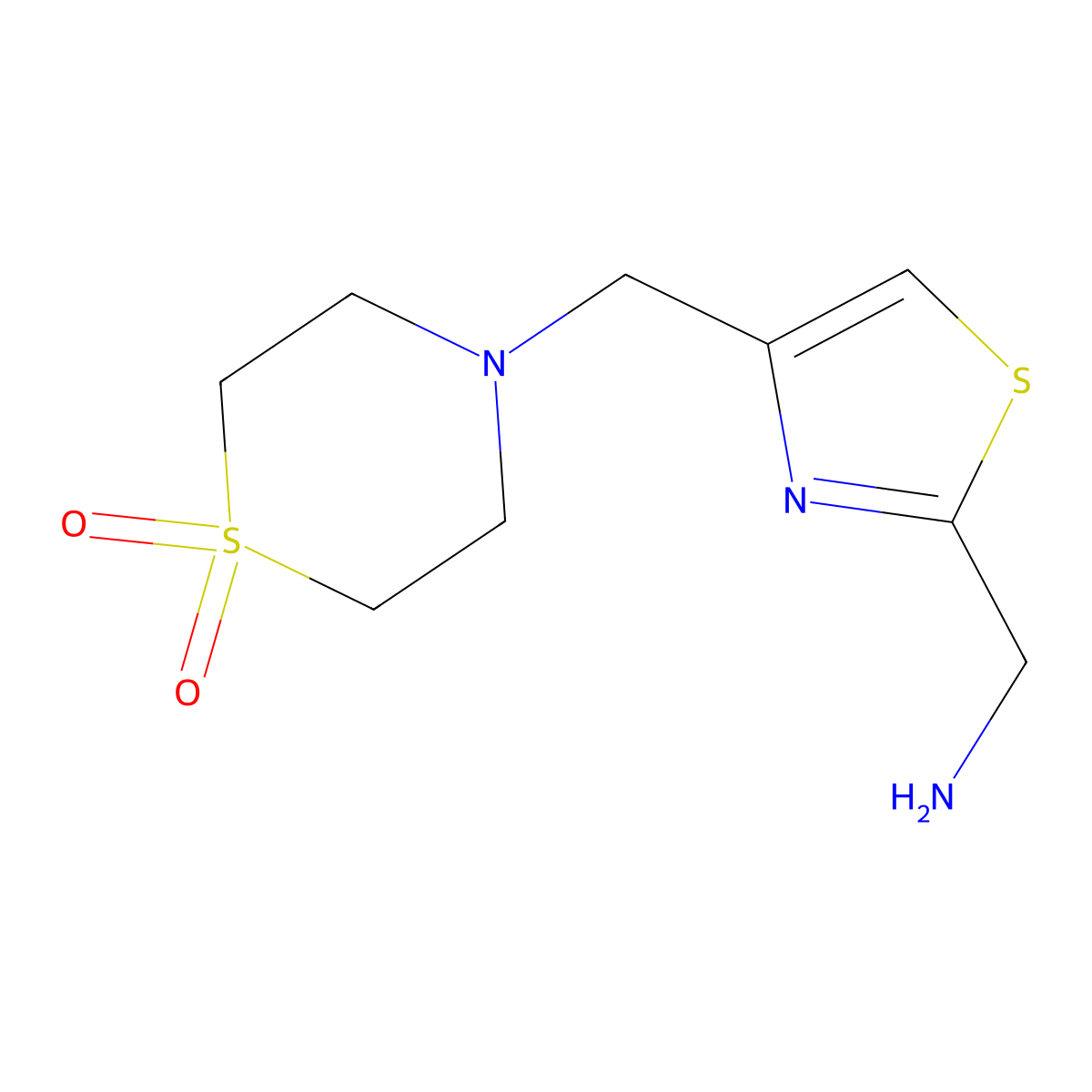 4-((2-(Aminomethyl)thiazol-4-yl)methyl)thiomorpholine 1,1-dioxide molecular structure, CAS 1249722-48-2