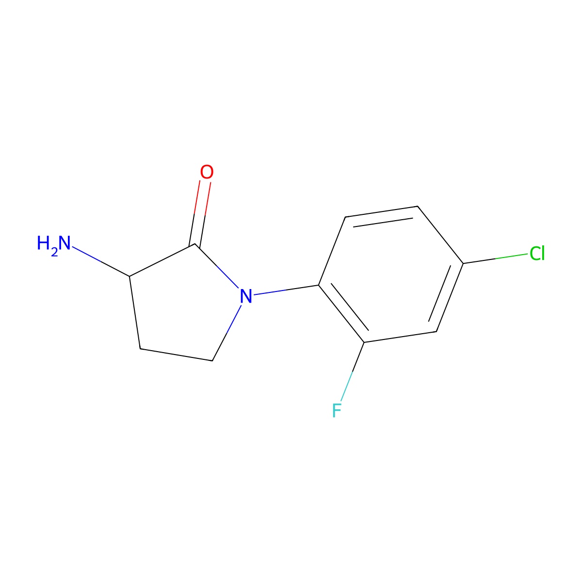 3-Amino-1-(4-chloro-2-fluorophenyl)pyrrolidin-2-one molecular structure, CAS 1249730-95-7