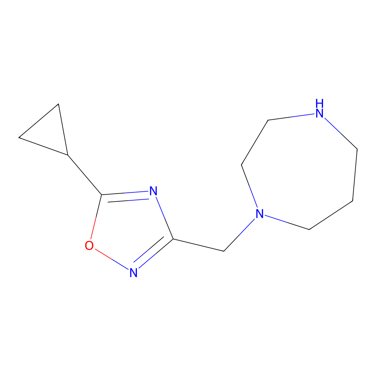 1-[(5-Cyclopropyl-1,2,4-oxadiazol-3-yl)methyl]-1,4-diazepane molecular structure, CAS 1249732-62-4
