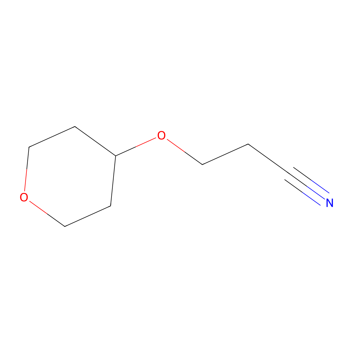 3-(Oxan-4-yloxy)propanenitrile molecular structure, CAS 1249734-58-4