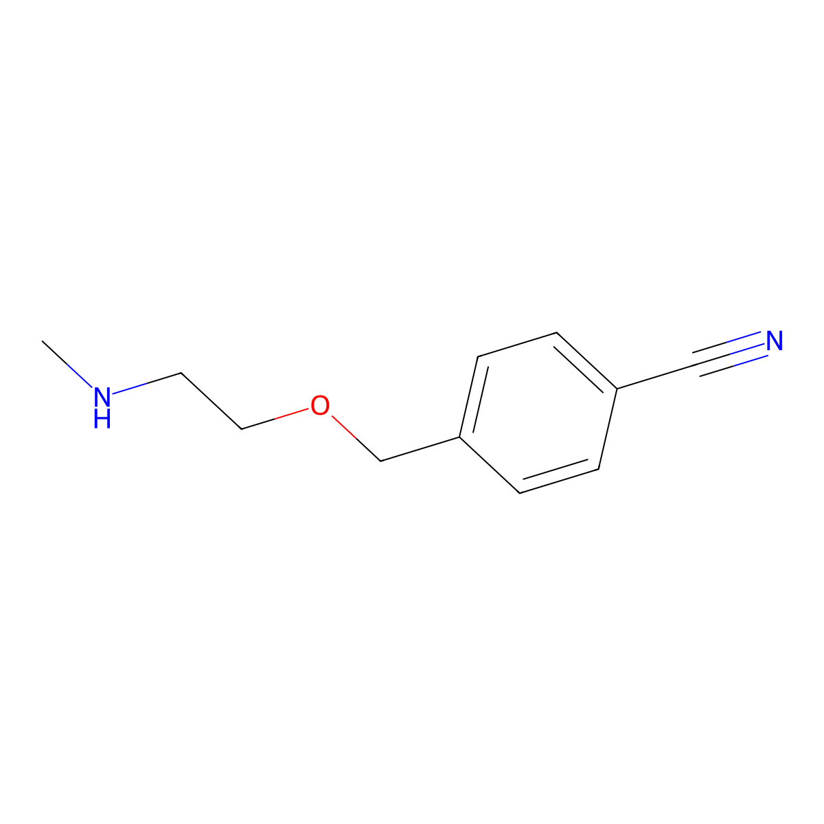 4-{[2-(Methylamino)ethoxy]methyl}benzonitrile molecular structure, CAS 1249735-17-8