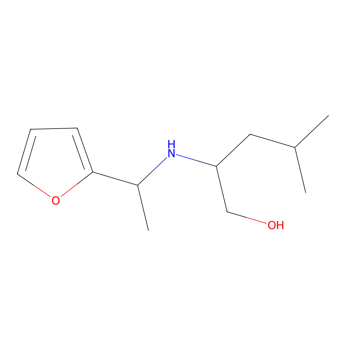 2-{[1-(Furan-2-yl)ethyl]amino}-4-methylpentan-1-ol molecular structure, CAS 1249735-91-8