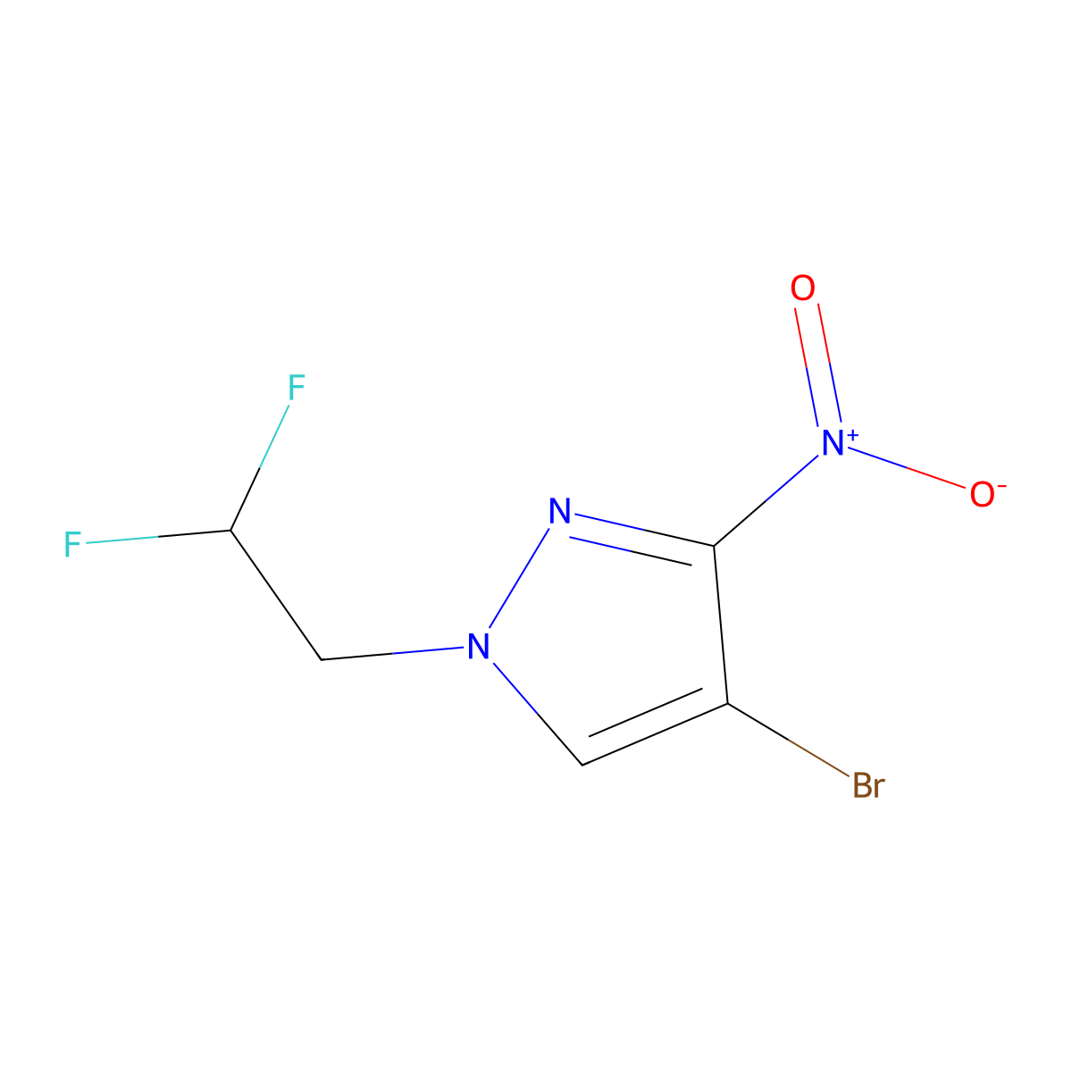 4-bromo-1-(2,2-difluoroethyl)-3-nitro-1H-pyrazole molecular structure, CAS 1249736-50-2