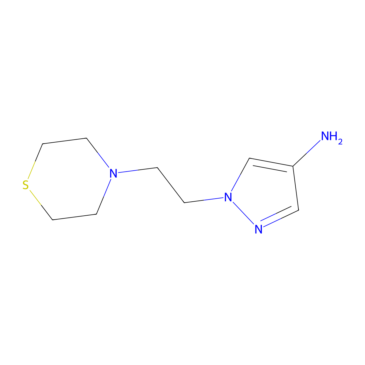 1-(2-Thiomorpholinoethyl)-1h-pyrazol-4-amine molecular structure, CAS 1249742-31-1