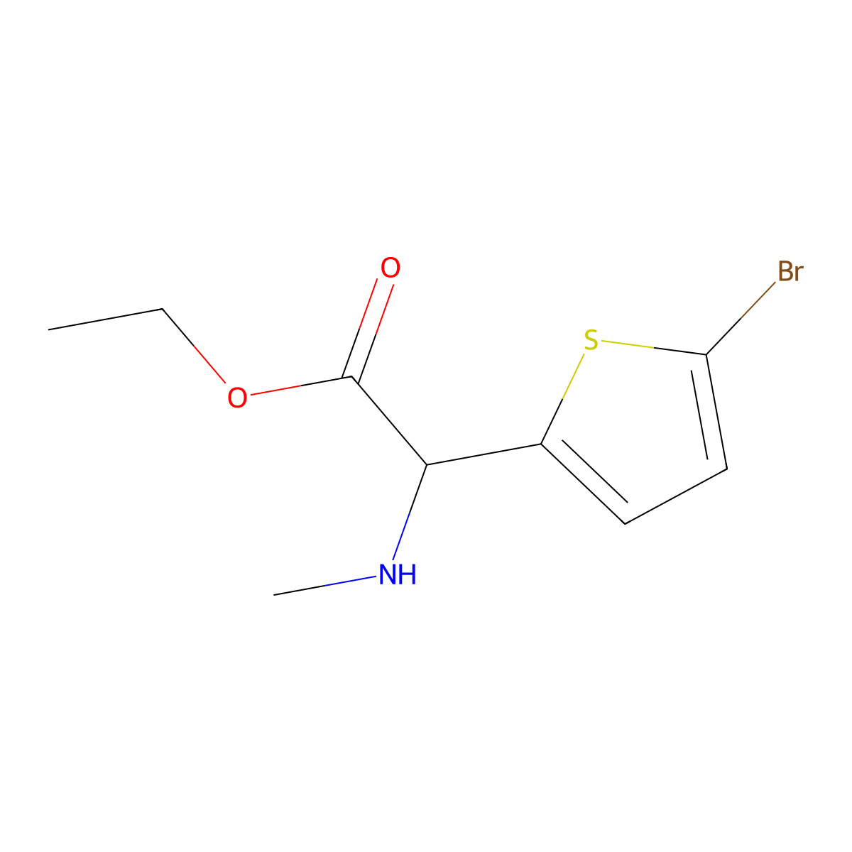 Ethyl 2-(5-bromothiophen-2-yl)-2-(methylamino)acetate molecular structure, CAS 1249745-82-1