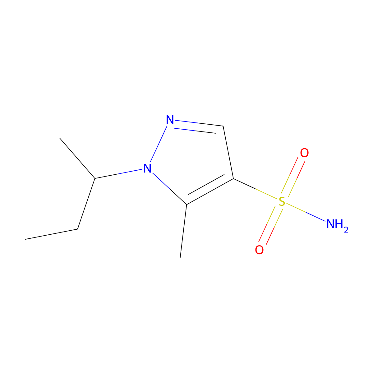 1-(Sec-butyl)-5-methyl-1h-pyrazole-4-sulfonamide molecular structure, CAS 1249747-71-4