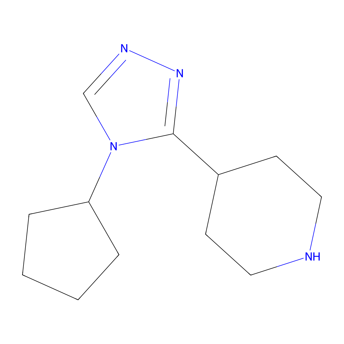 4-(4-cyclopentyl-4H-1,2,4-triazol-3-yl)piperidine molecular structure, CAS 1249749-76-5
