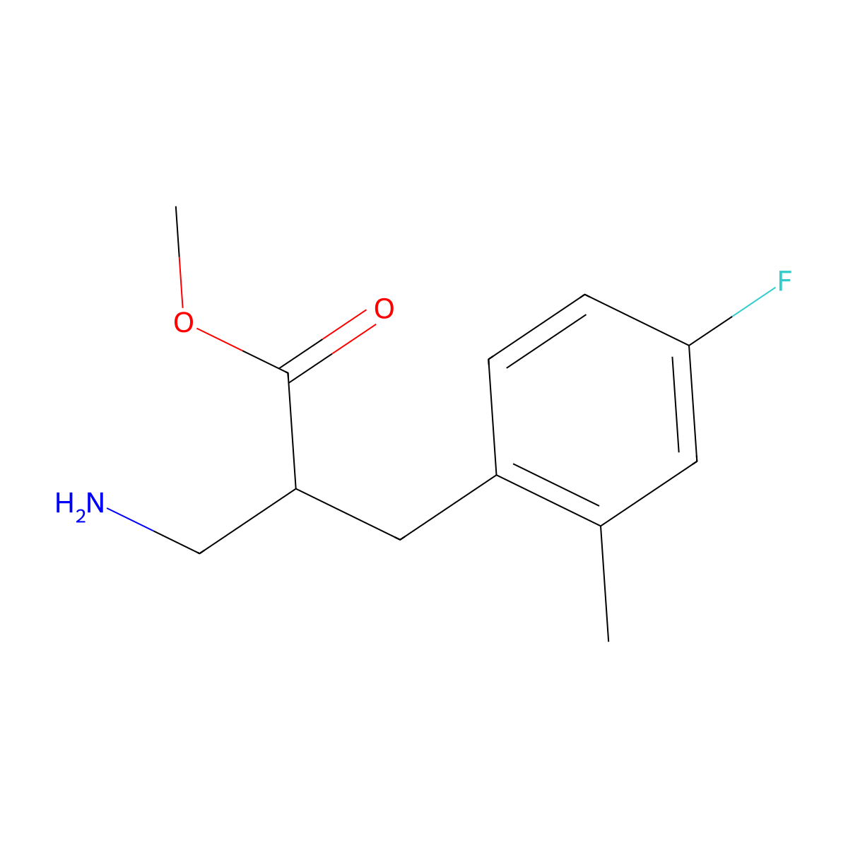 Methyl 3-amino-2-(4-fluoro-2-methylbenzyl)propanoate molecular structure, CAS 1249755-32-5