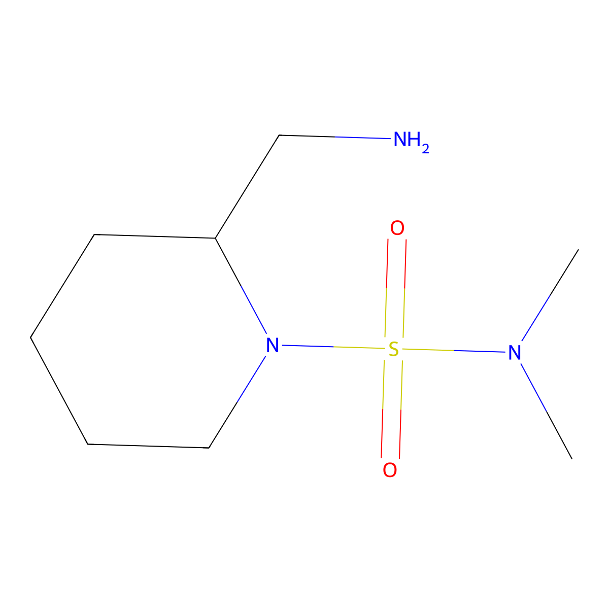 2-(aminomethyl)-N,N-dimethylpiperidine-1-sulfonamide molecular structure, CAS 1249755-79-0