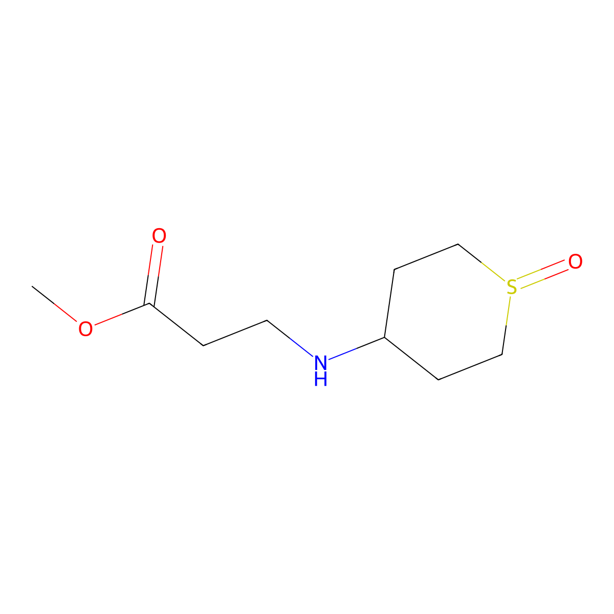Methyl 3-((1-oxidotetrahydro-2H-thiopyran-4-yl)amino)propanoate molecular structure, CAS 1249758-94-8