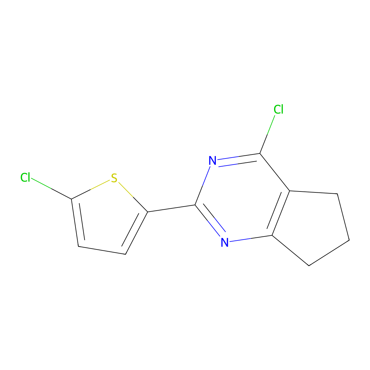 4-chloro-2-(5-chlorothiophen-2-yl)-5H,6H,7H-cyclopenta[d]pyrimidine molecular structure, CAS 1249768-08-8