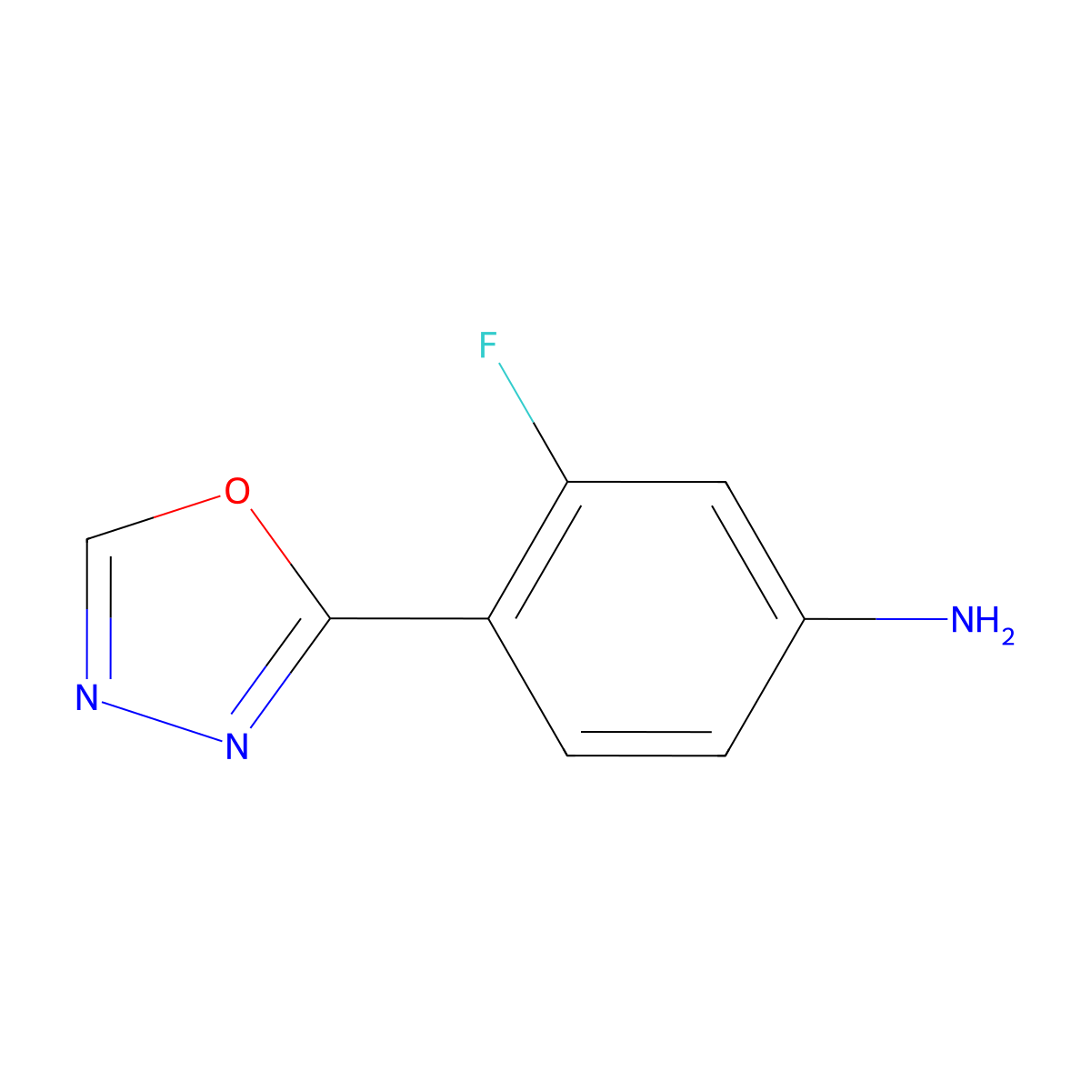 3-Fluoro-4-(1,3,4-oxadiazol-2-yl)aniline molecular structure, CAS 1249768-66-8