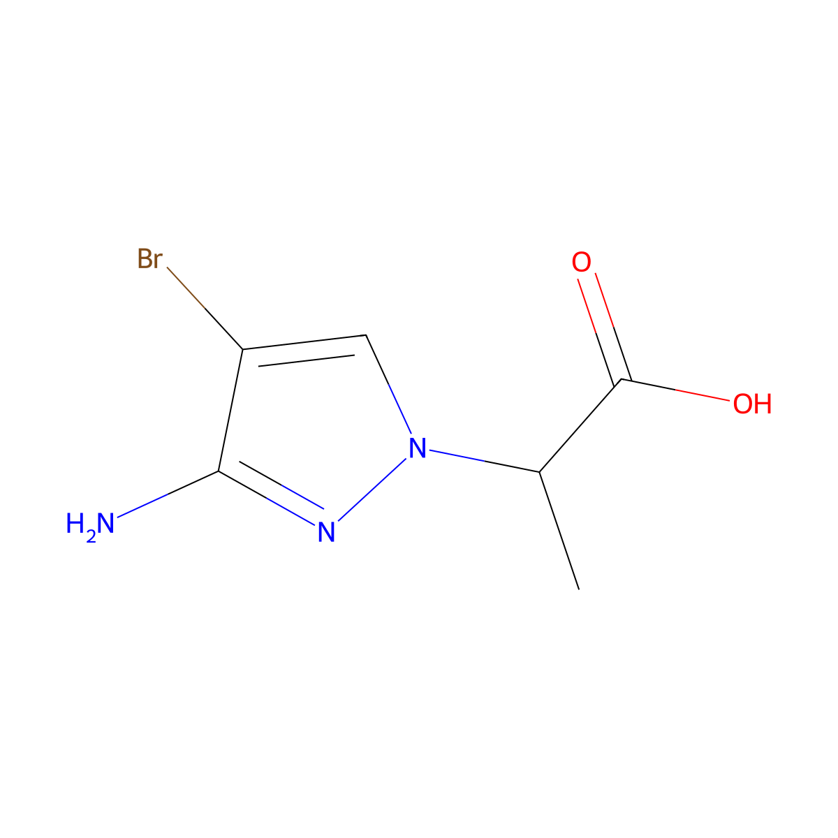 2-(3-amino-4-bromo-1H-pyrazol-1-yl)propanoic acid molecular structure, CAS 1249770-93-1