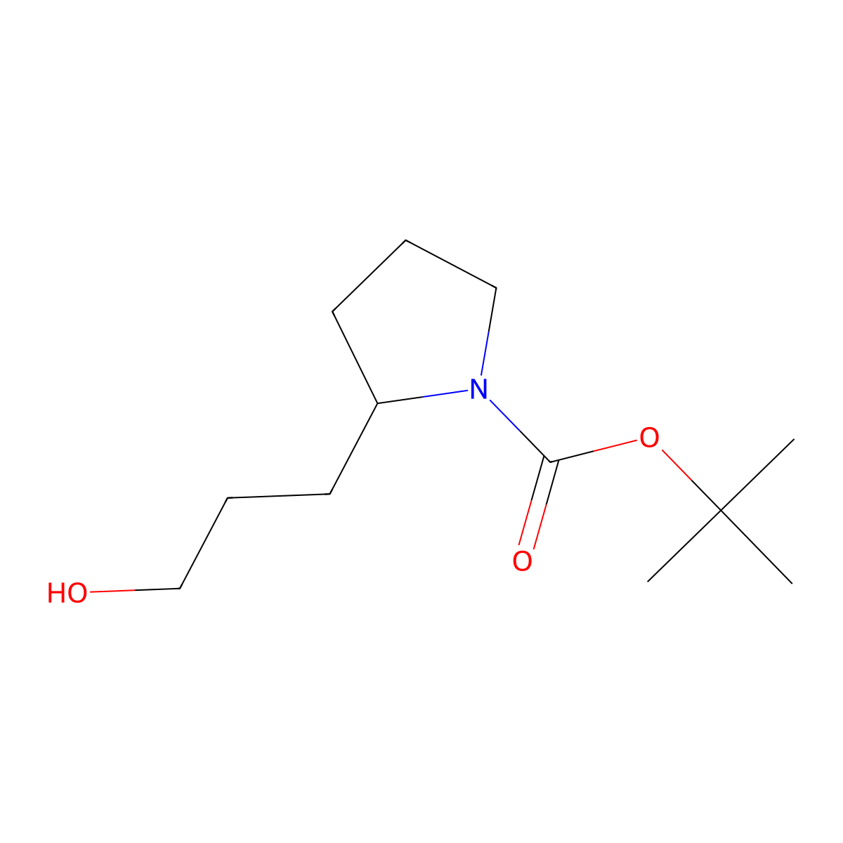 Tert-butyl 2-(3-hydroxypropyl)pyrrolidine-1-carboxylate molecular structure, CAS 1249774-15-9