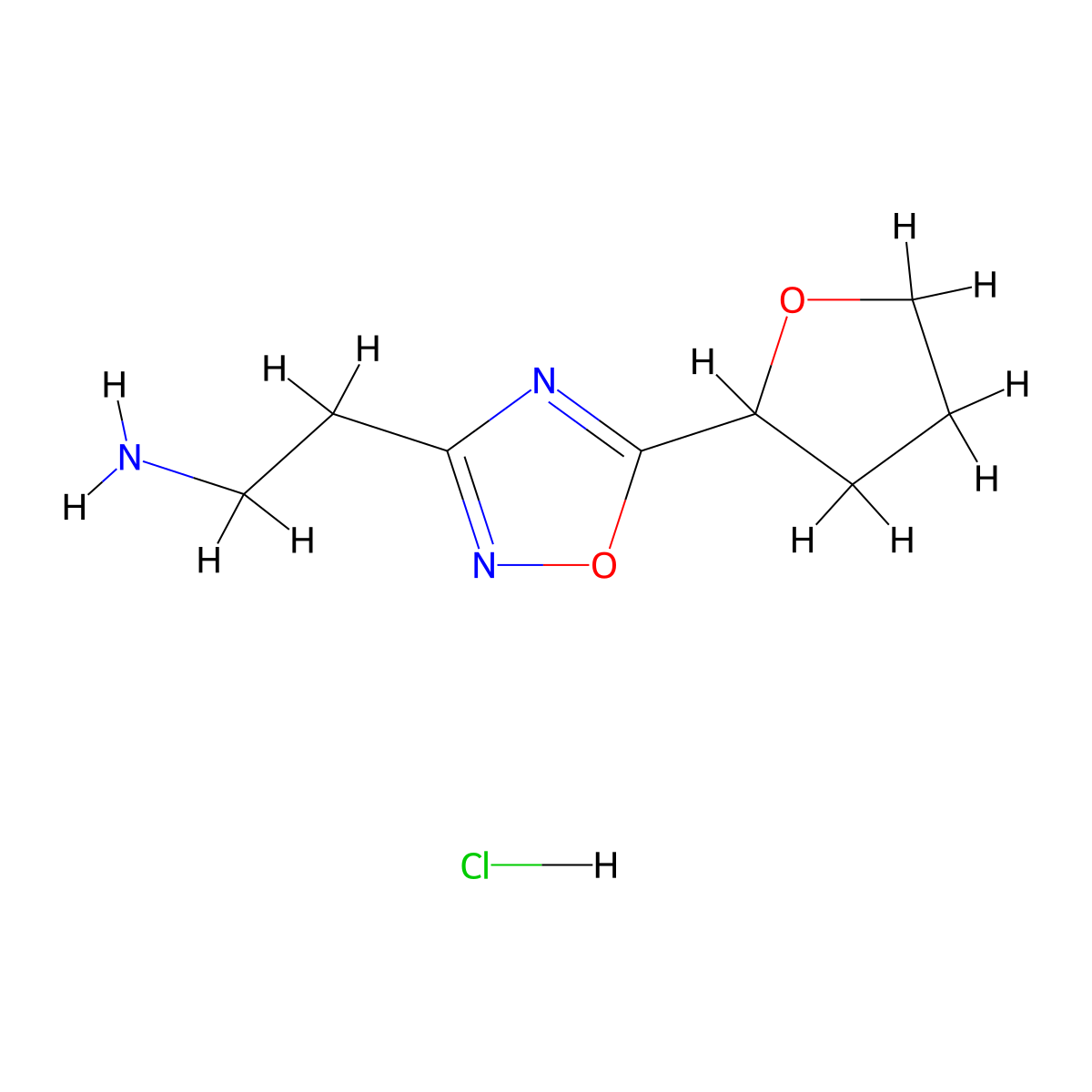2-(5-(Tetrahydrofuran-2-yl)-1,2,4-oxadiazol-3-yl)ethanamine hydrochloride molecular structure, CAS 1249776-38-2