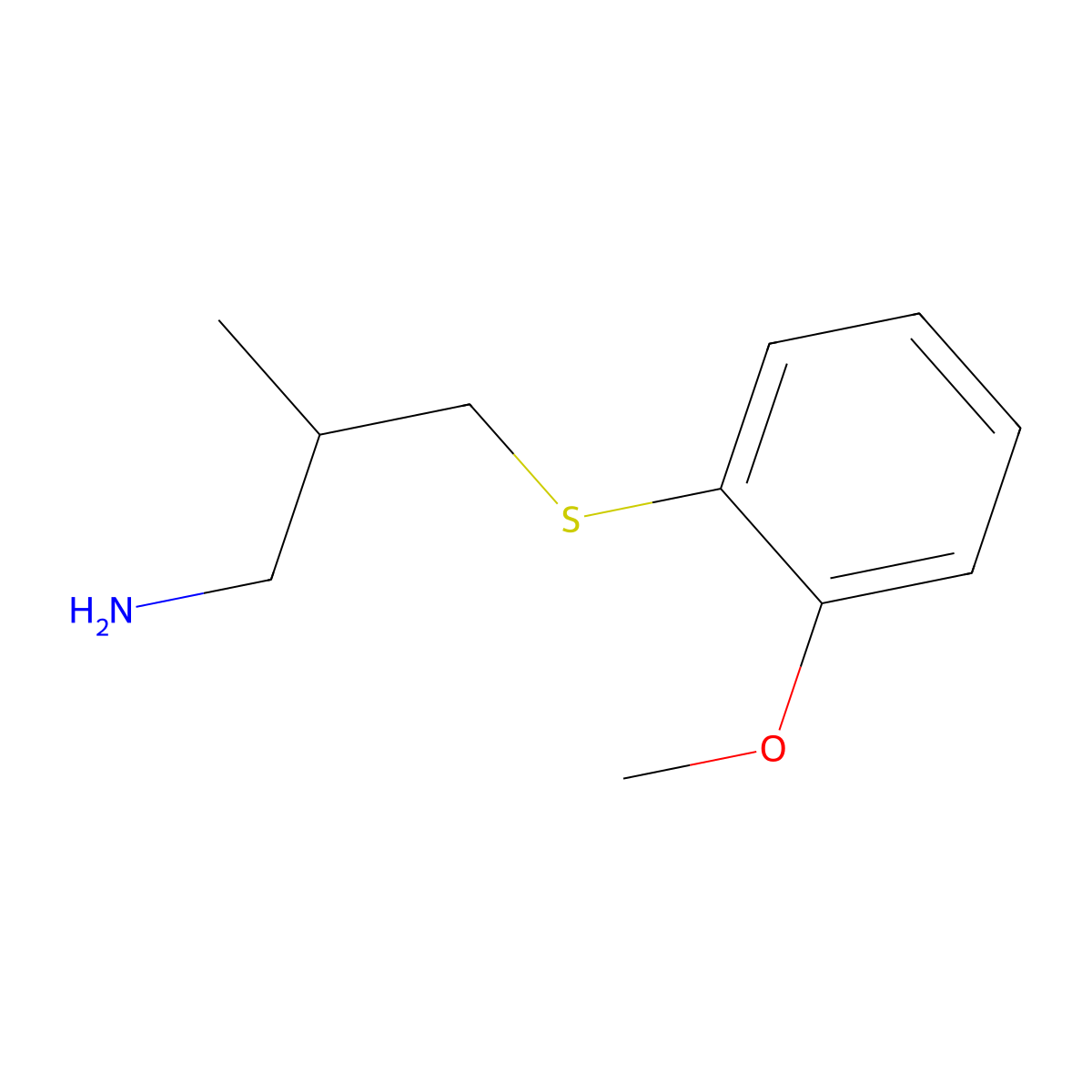 3-[(2-Methoxyphenyl)sulfanyl]-2-methylpropan-1-amine molecular structure, CAS 1249778-59-3