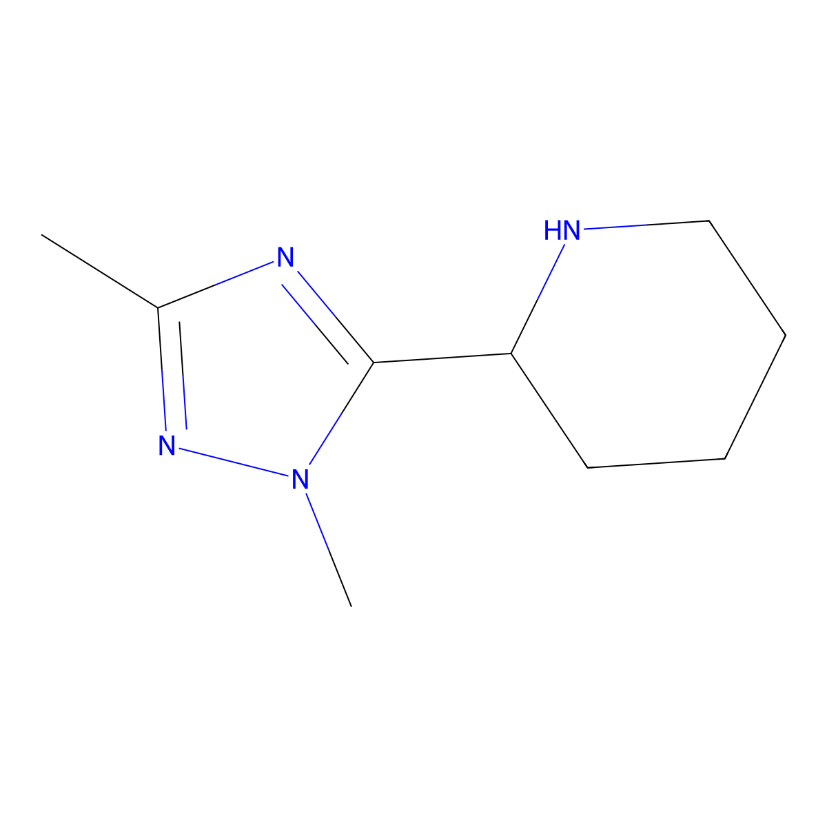 2-(dimethyl-1H-1,2,4-triazol-5-yl)piperidine molecular structure, CAS 1249783-74-1