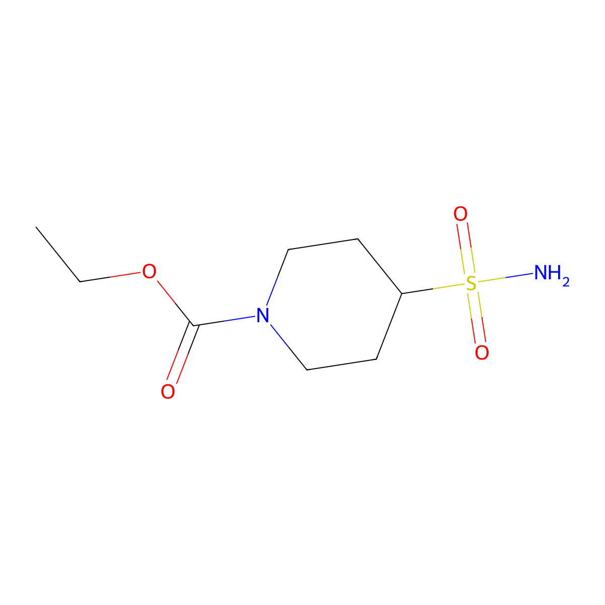 Ethyl 4-sulfamoylpiperidine-1-carboxylate molecular structure, CAS 1249785-27-0