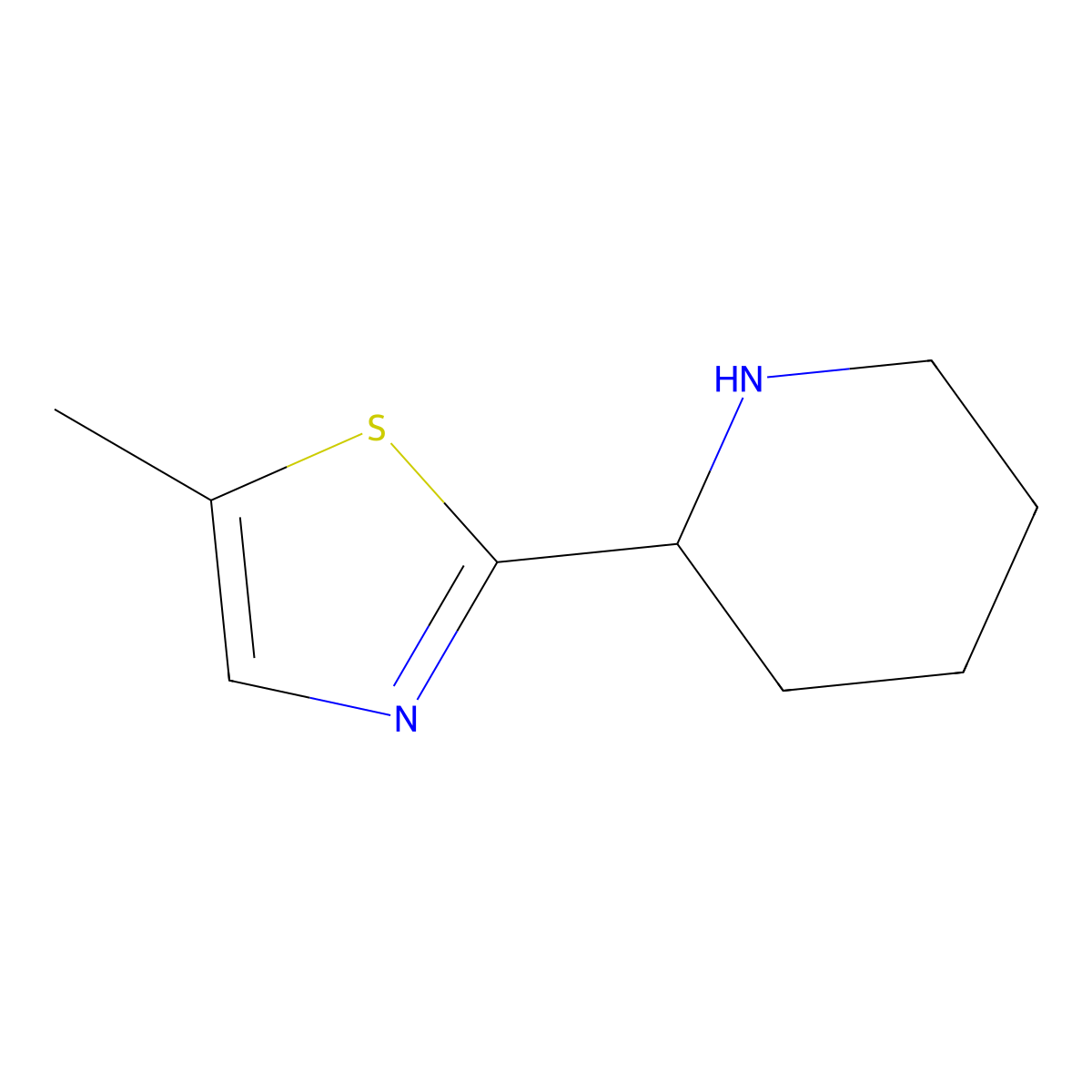 2-(5-Methyl-1,3-thiazol-2-yl)piperidine molecular structure, CAS 1249785-81-6