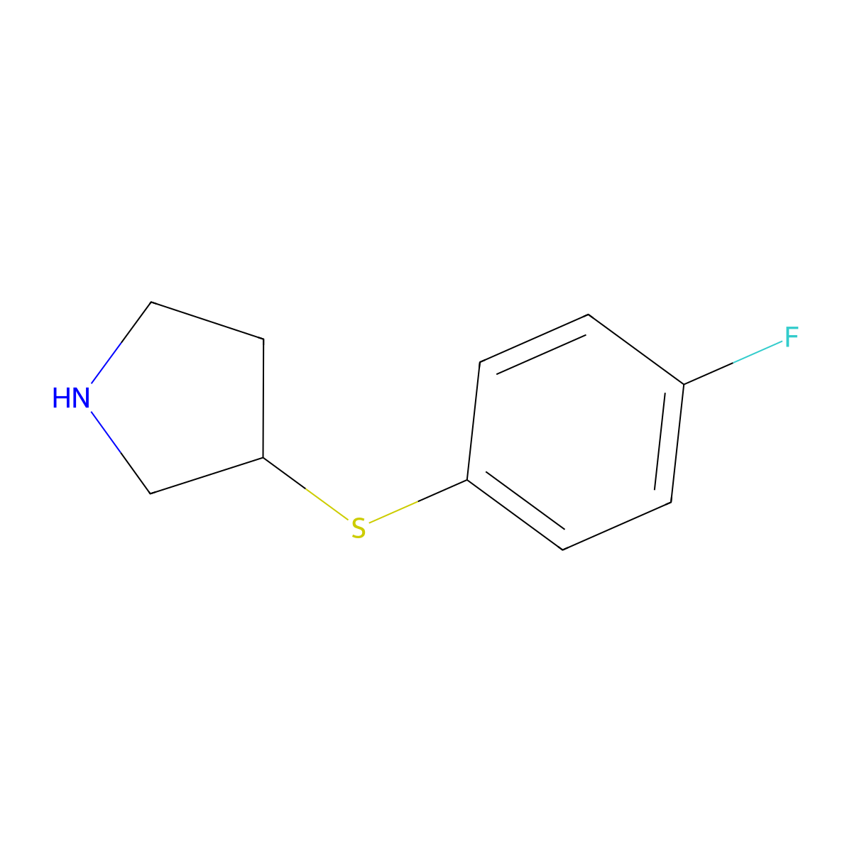 3-[(4-Fluorophenyl)sulfanyl]pyrrolidine molecular structure, CAS 1249786-35-3