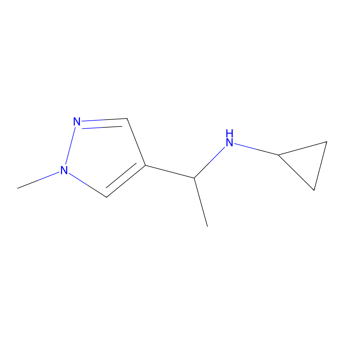 N-[1-(1-methyl-1H-pyrazol-4-yl)ethyl]cyclopropanamine molecular structure, CAS 1249786-52-4
