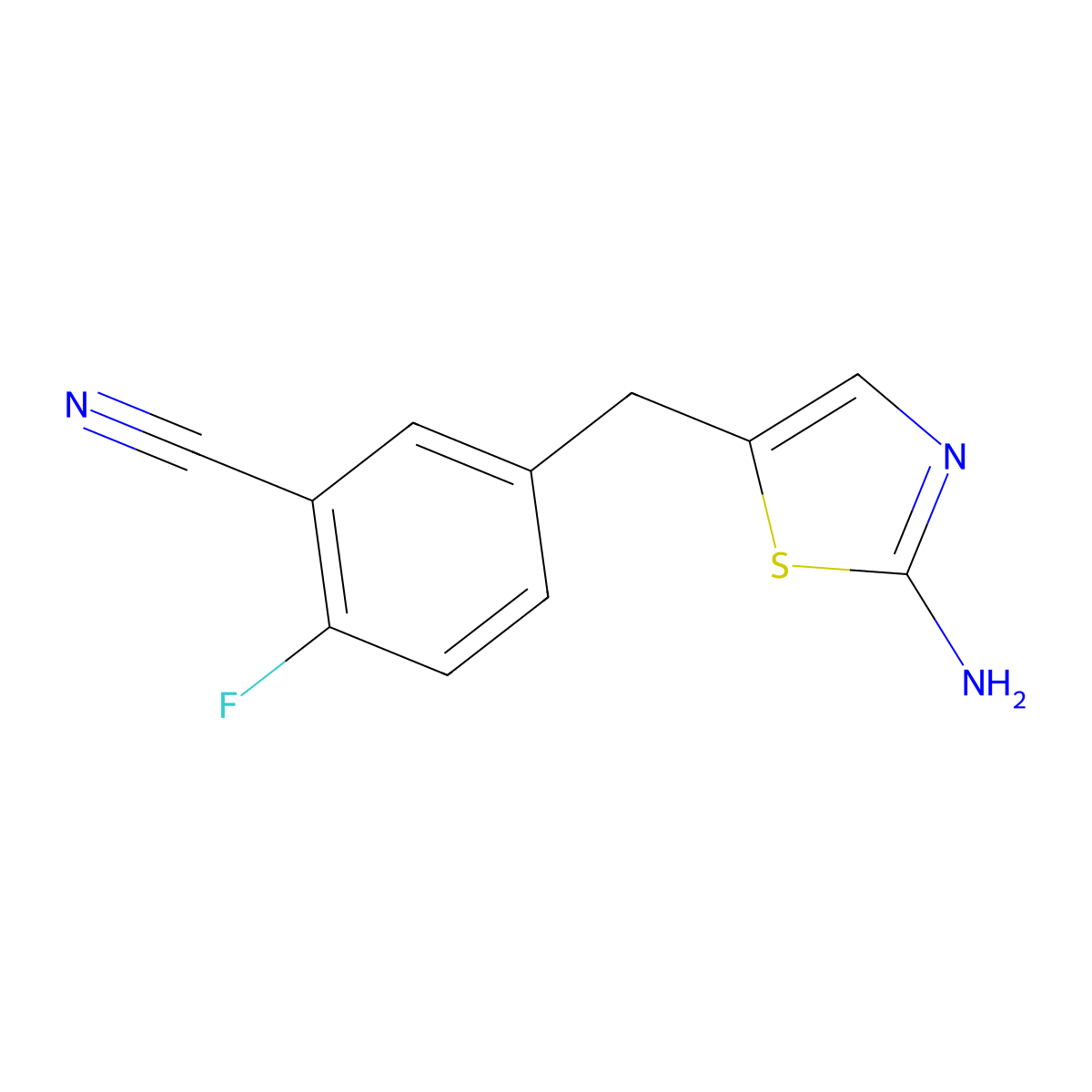 5-[(2-Amino-1,3-thiazol-5-yl)methyl]-2-fluorobenzonitrile molecular structure, CAS 1249786-61-5
