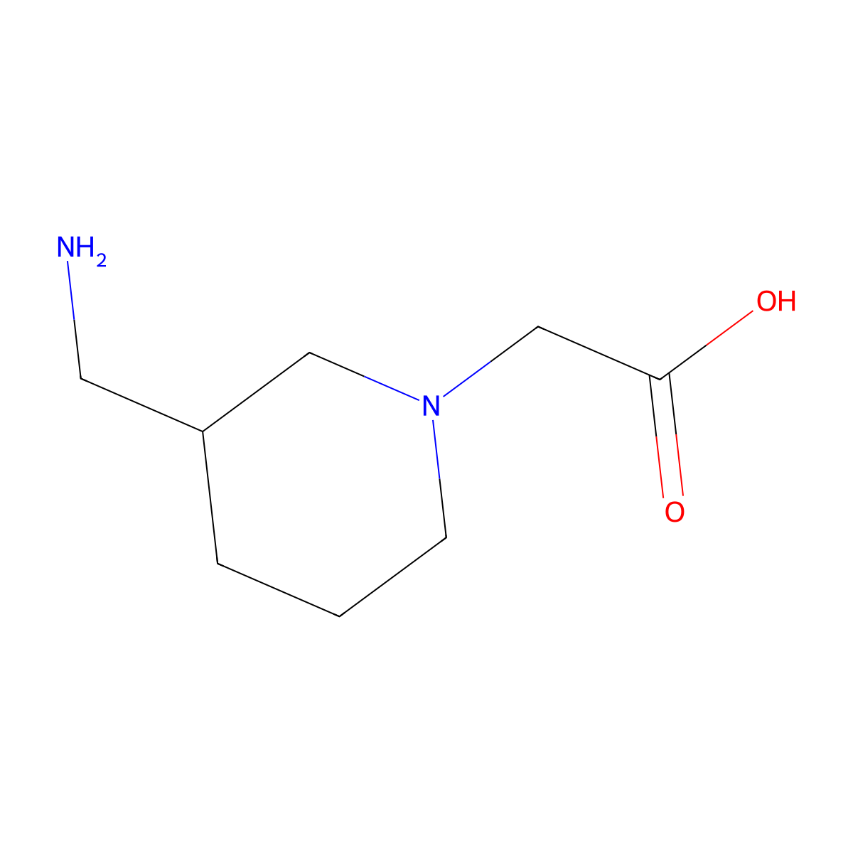 2-[3-(Aminomethyl)piperidin-1-yl]acetic acid molecular structure, CAS 1249787-06-1