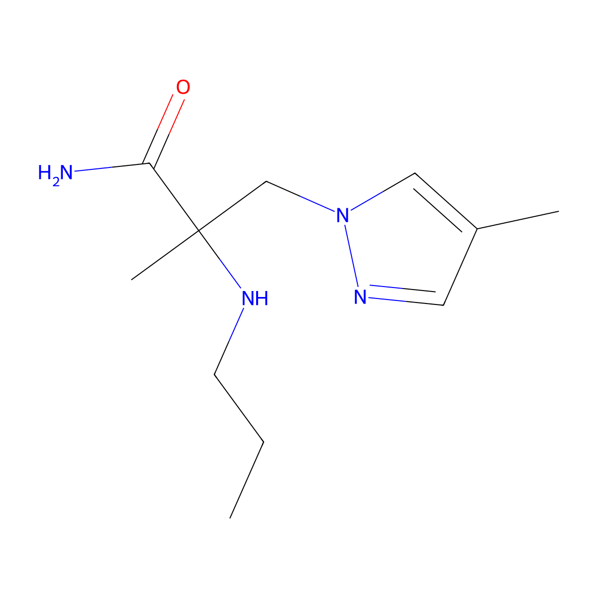 2-Methyl-3-(4-methyl-1h-pyrazol-1-yl)-2-(propylamino)propanamide molecular structure, CAS 1249787-88-9