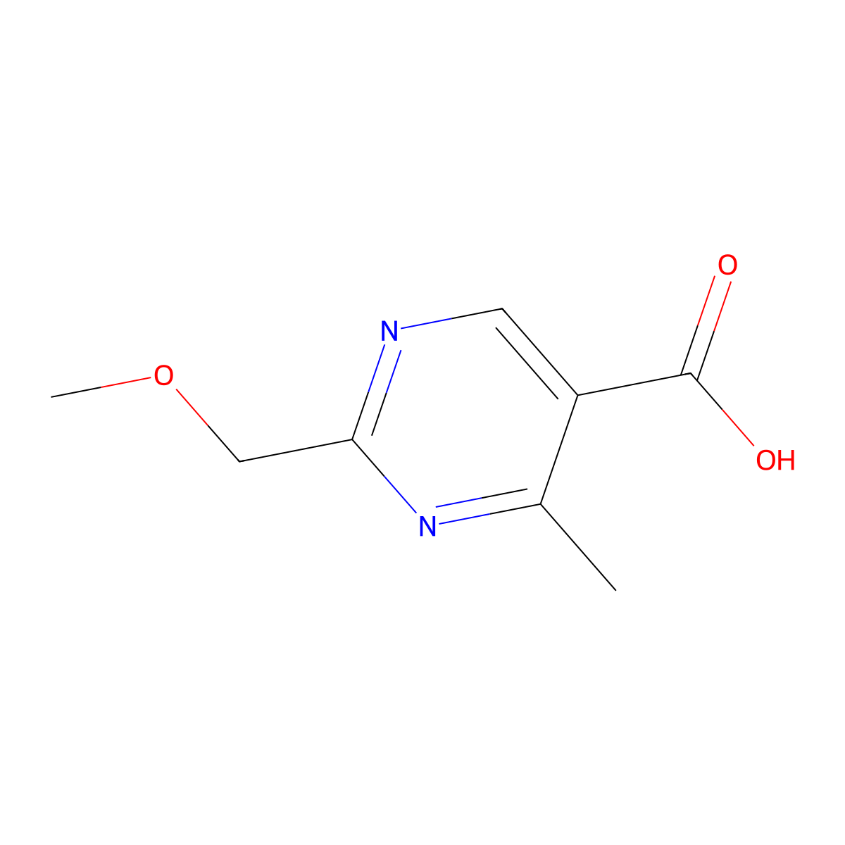 2-(Methoxymethyl)-4-methylpyrimidine-5-carboxylic acid molecular structure, CAS 1249790-06-4