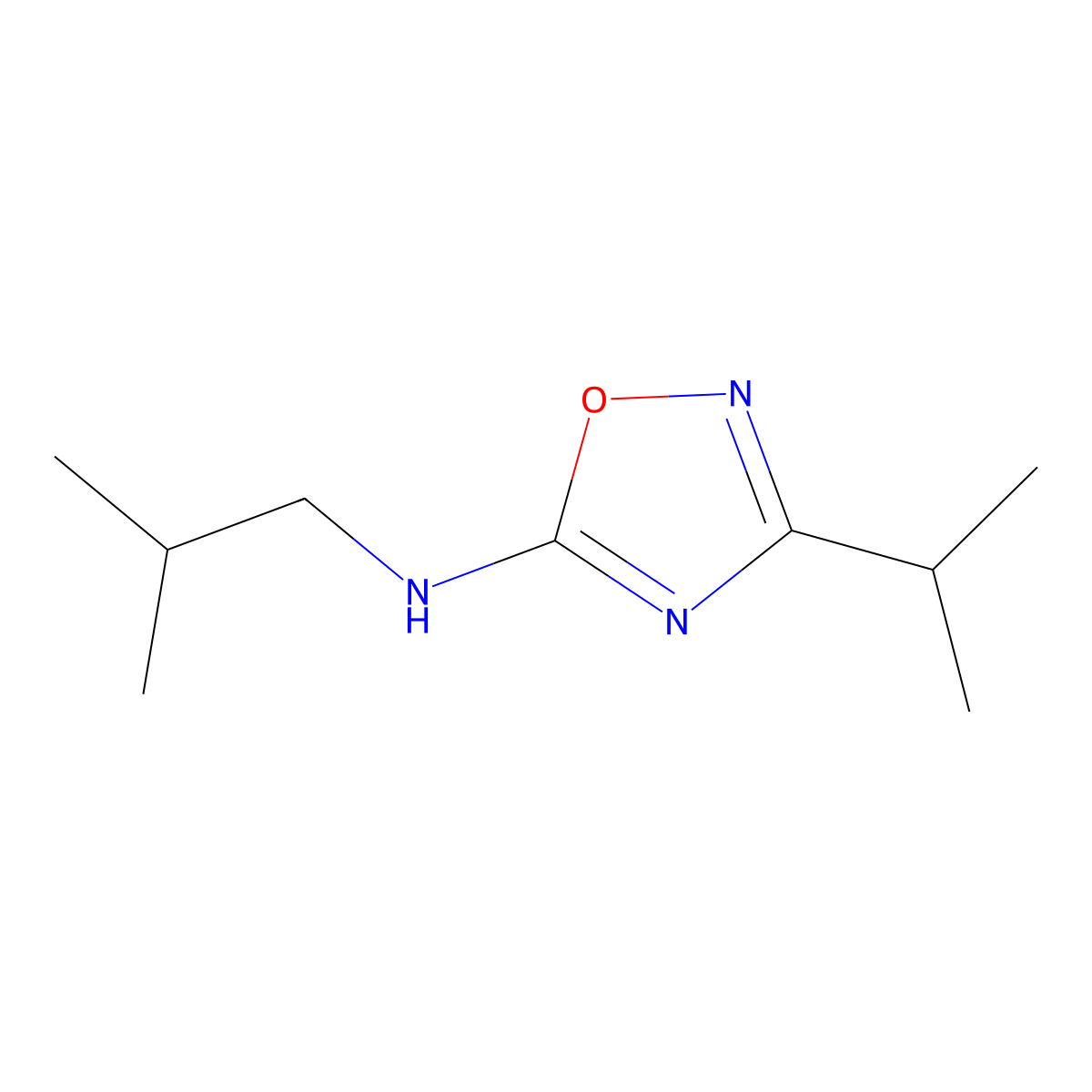n-Isobutyl-3-isopropyl-1,2,4-oxadiazol-5-amine molecular structure, CAS 1249792-53-7