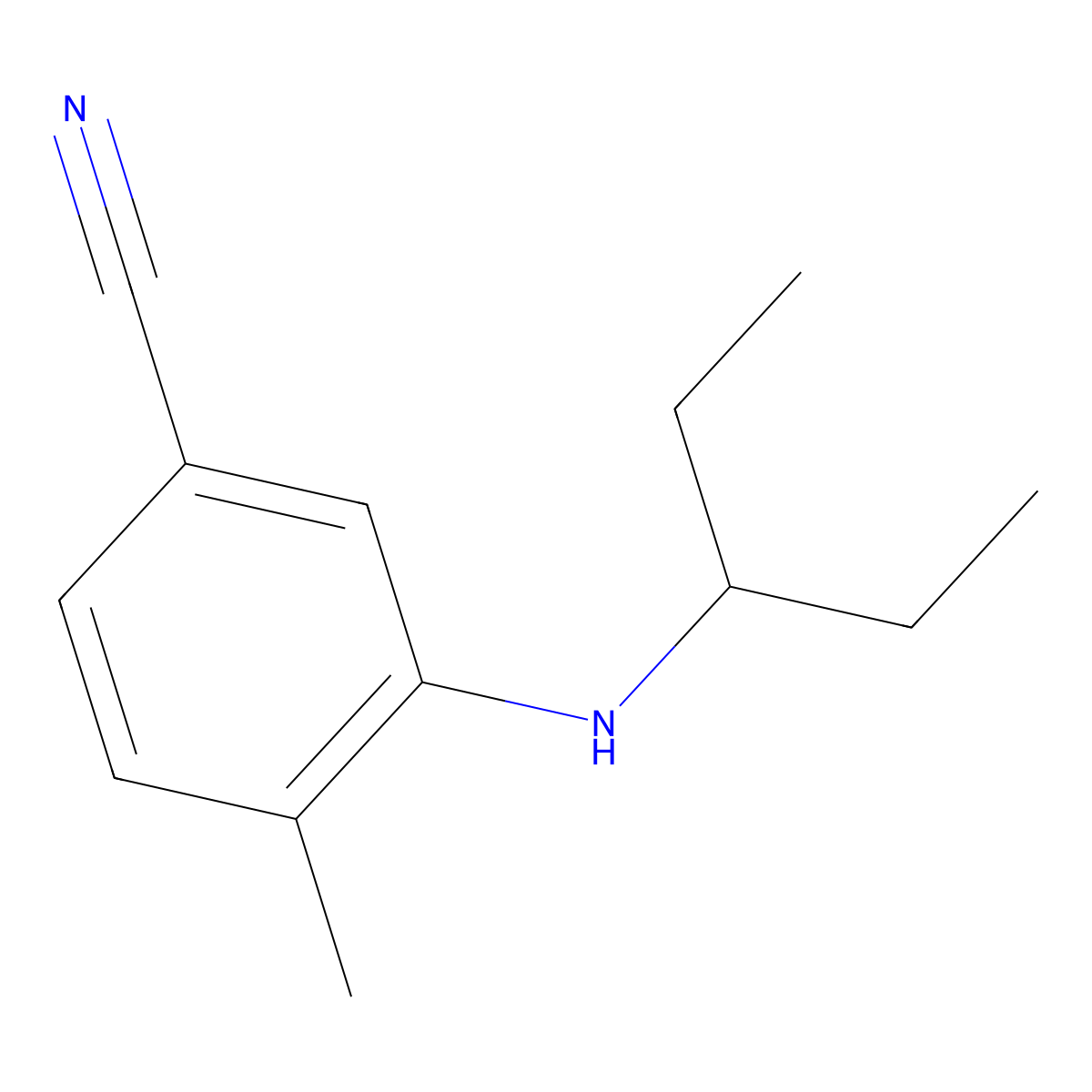 4-Methyl-3-[(pentan-3-yl)amino]benzonitrile molecular structure, CAS 1249796-35-7