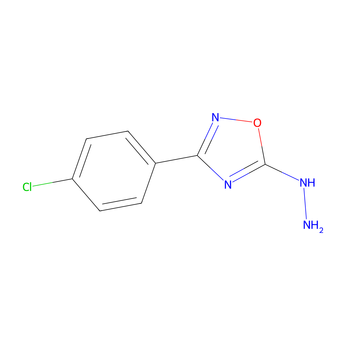 3-(4-Chlorophenyl)-5-hydrazinyl-1,2,4-oxadiazole molecular structure, CAS 1249799-89-0