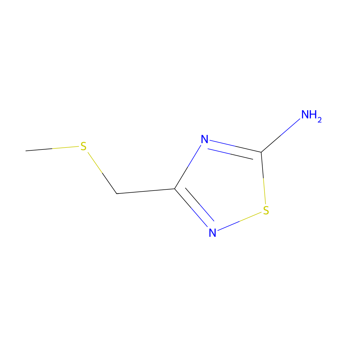 3-(Methylsulfanylmethyl)-1,2,4-thiadiazol-5-amine molecular structure, CAS 1249801-67-9