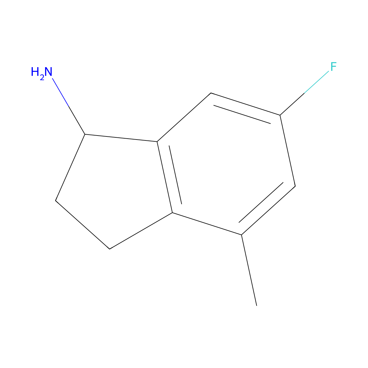 6-fluoro-4-methyl-2,3-dihydro-1H-inden-1-amine molecular structure, CAS 1249804-18-9