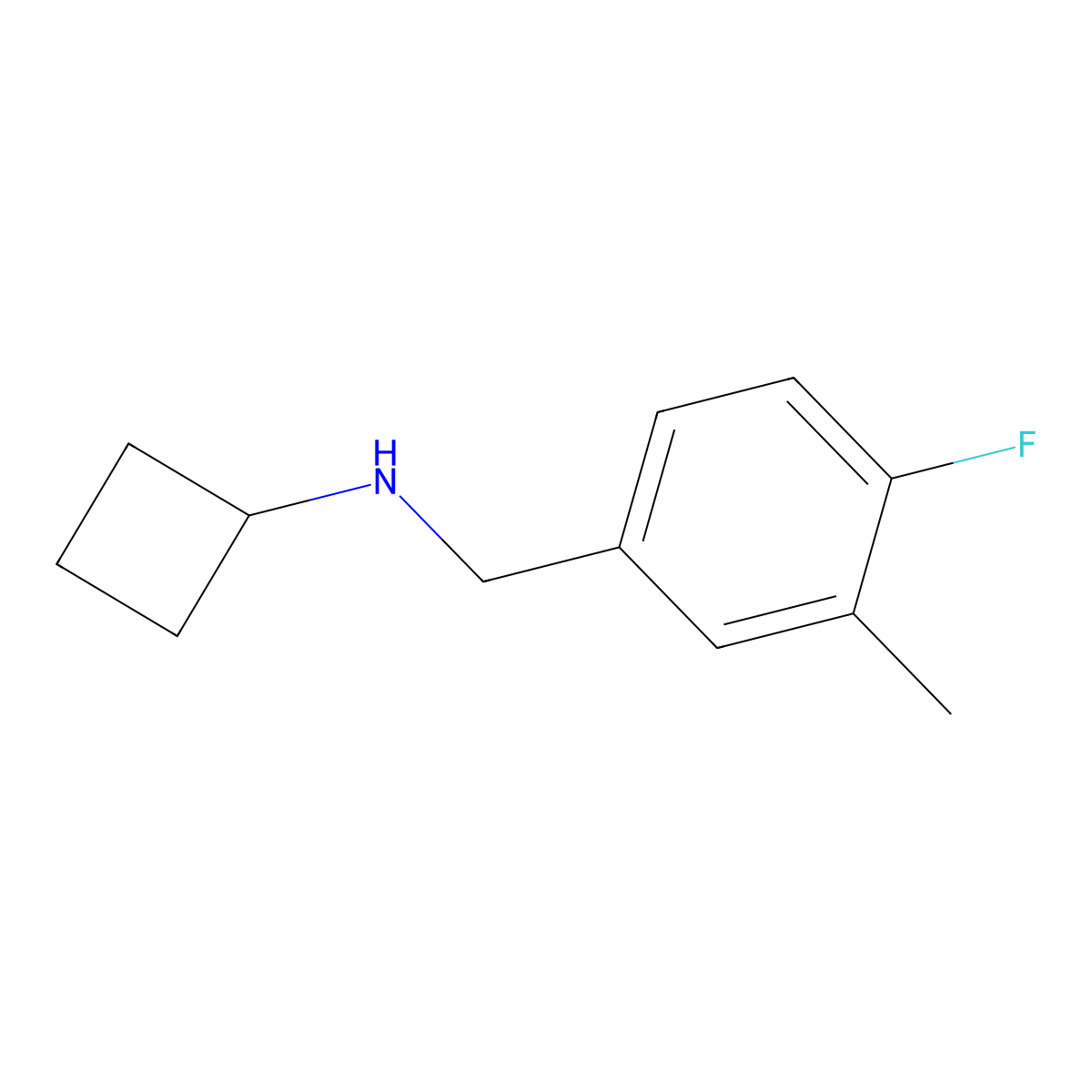 N-[(4-fluoro-3-methylphenyl)methyl]cyclobutanamine molecular structure, CAS 1249804-27-0