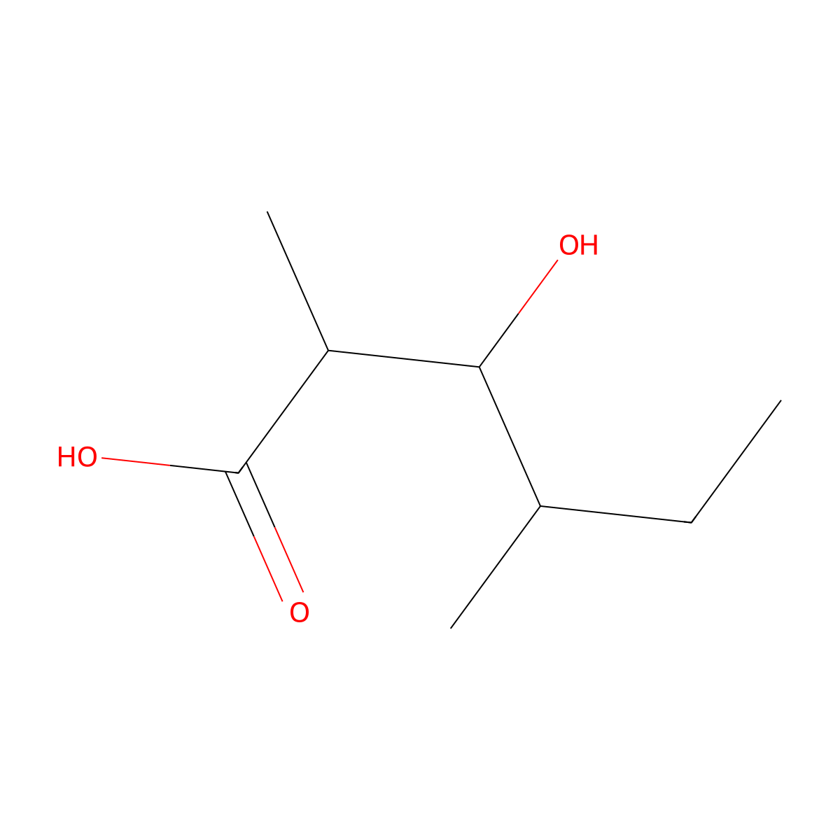 3-Hydroxy-2,4-dimethylhexanoic acid molecular structure, CAS 1249804-62-3