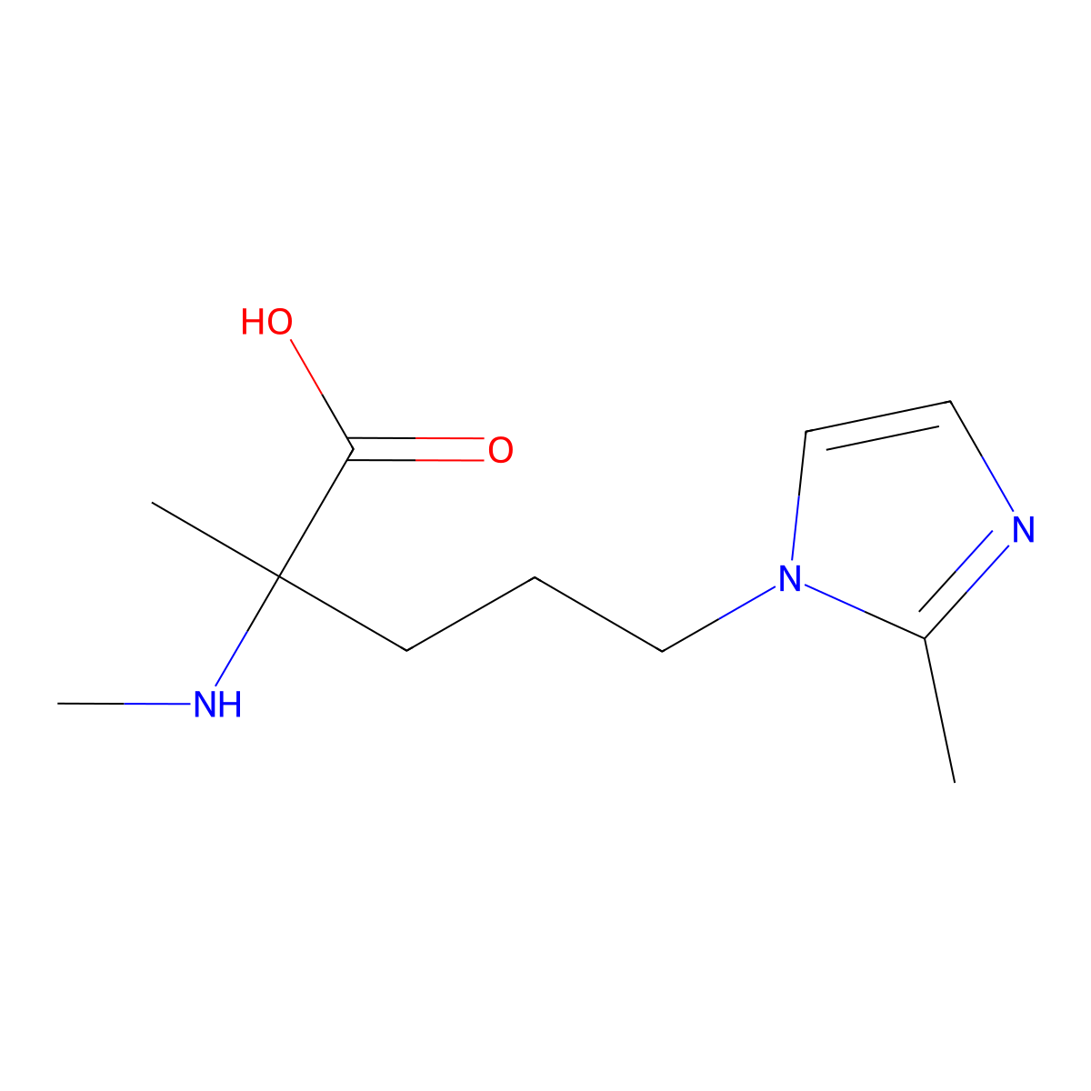 2-Methyl-5-(2-methyl-1h-imidazol-1-yl)-2-(methylamino)pentanoic acid molecular structure, CAS 1249809-59-3