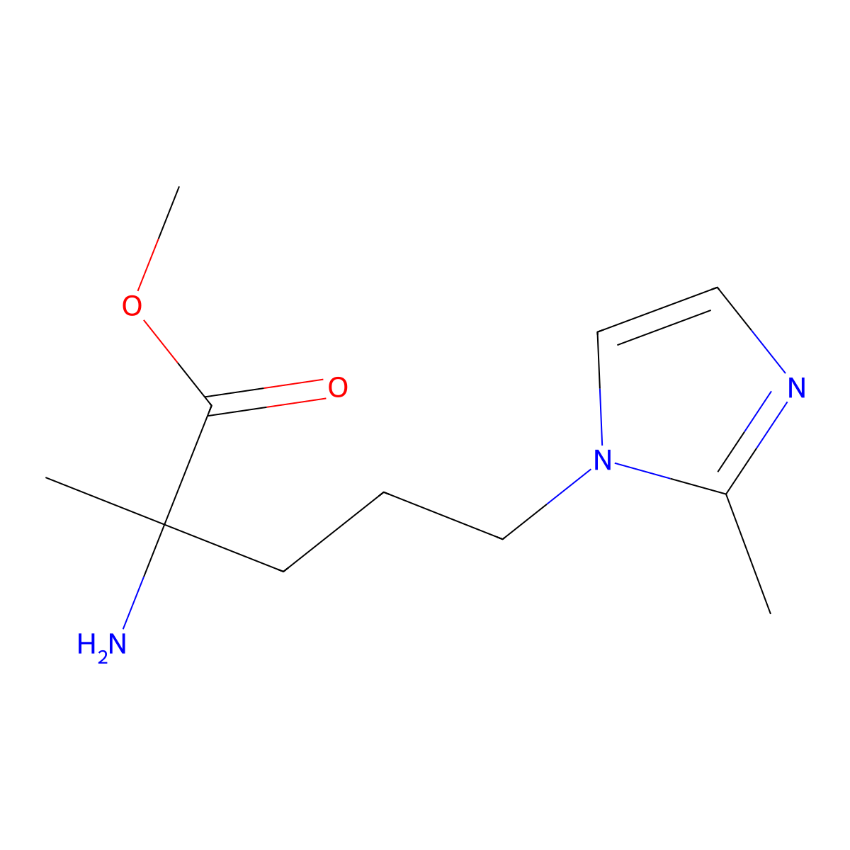 Methyl 2-amino-2-methyl-5-(2-methyl-1h-imidazol-1-yl)pentanoate molecular structure, CAS 1249812-96-1