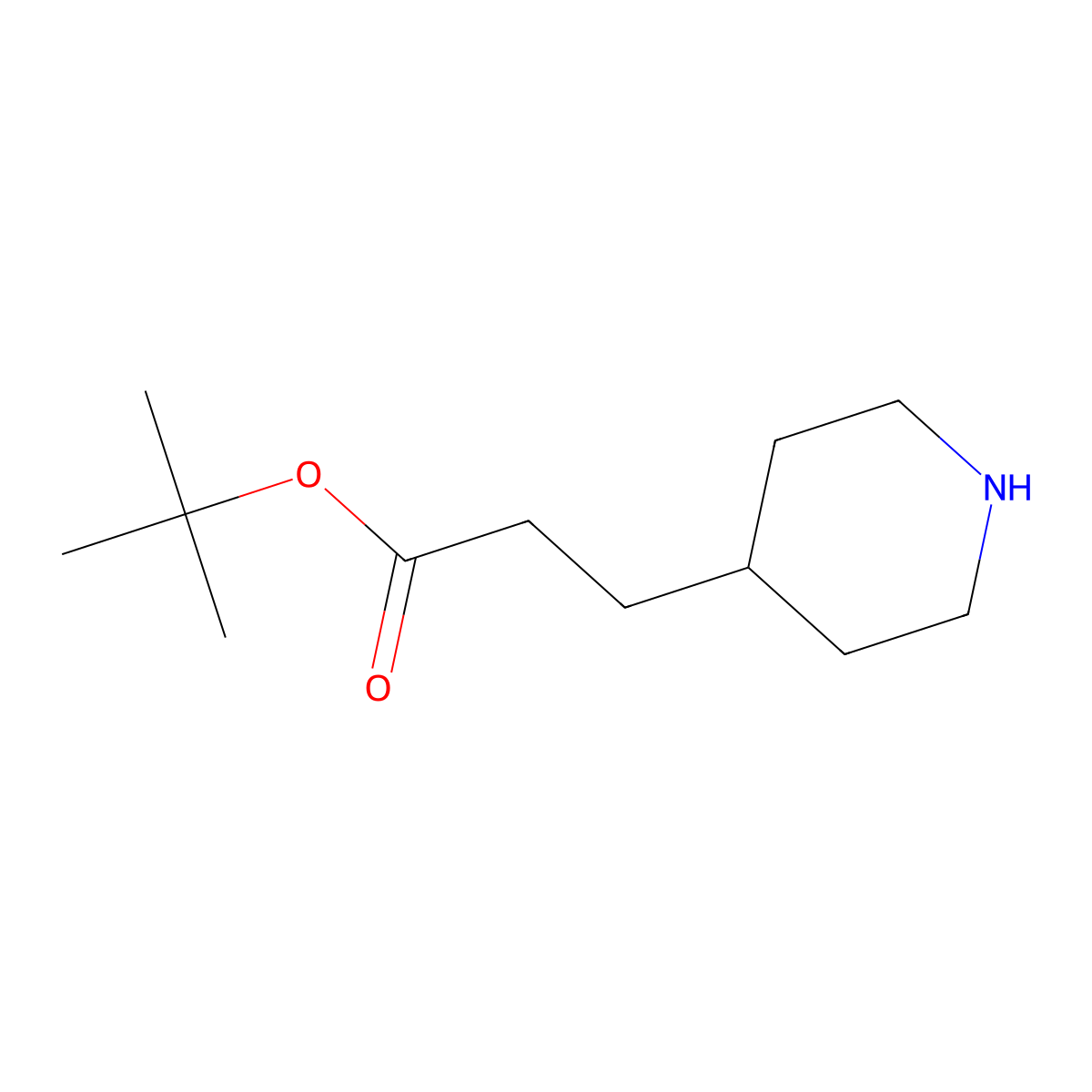 Tert-butyl 3-(piperidin-4-yl)propanoate molecular structure, CAS 1249815-81-3