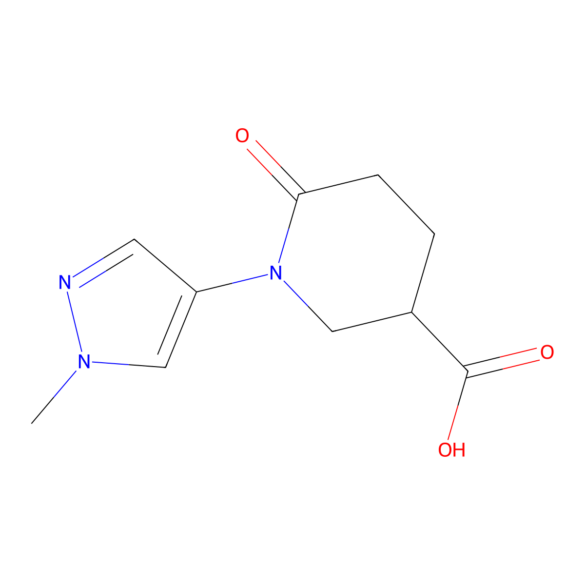 1-(1-methyl-1H-pyrazol-4-yl)-6-oxopiperidine-3-carboxylic acid molecular structure, CAS 1249816-97-4