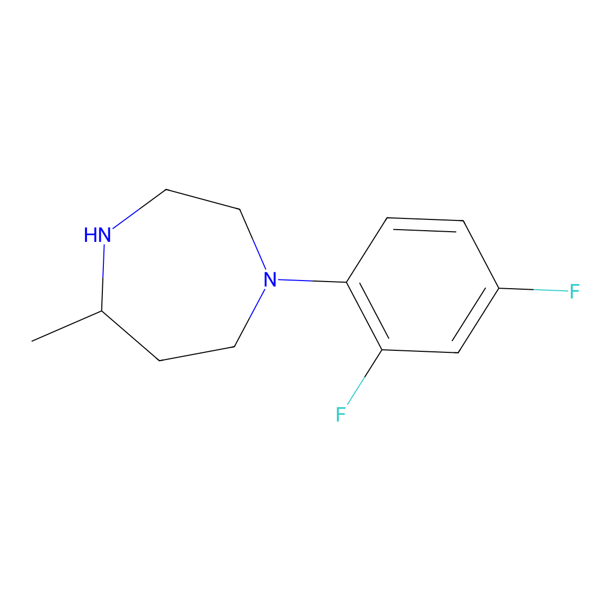 1-(2,4-Difluorophenyl)-5-methyl-1,4-diazepane molecular structure, CAS 1249818-67-4