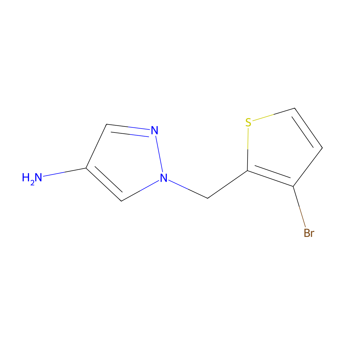 1-[(3-Bromothiophen-2-YL)methyl]-1H-pyrazol-4-amine molecular structure, CAS 1249819-10-0