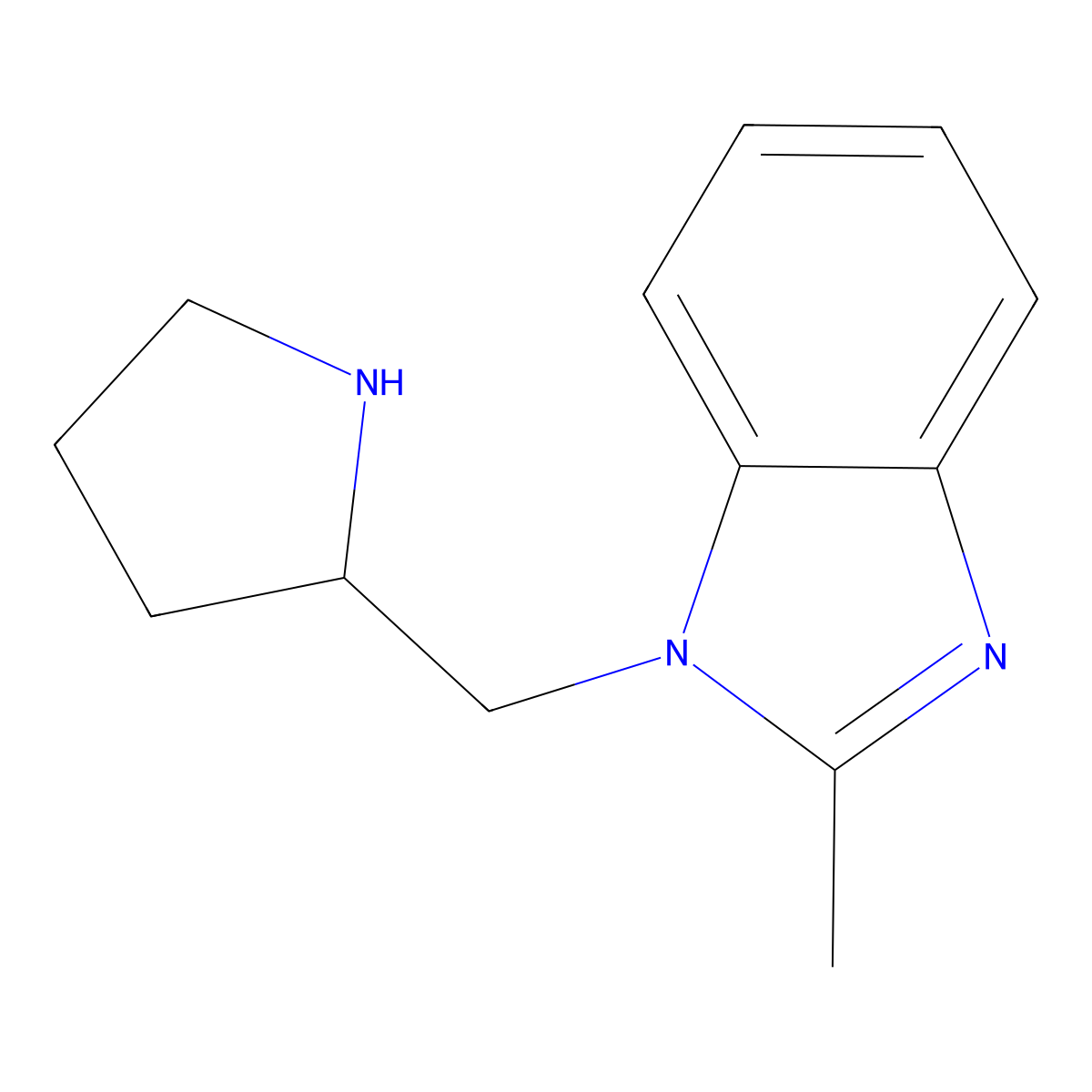 2-methyl-1-((pyrrolidin-2-yl)methyl)-1H-1,3-benzodiazole molecular structure, CAS 1249819-17-7