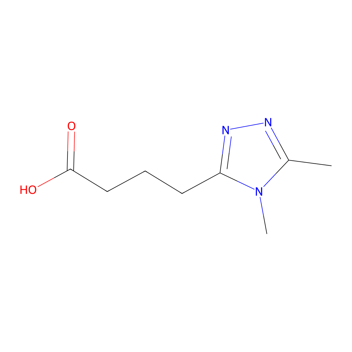 4-(dimethyl-4H-1,2,4-triazol-3-yl)butanoic acid molecular structure, CAS 1249819-92-8