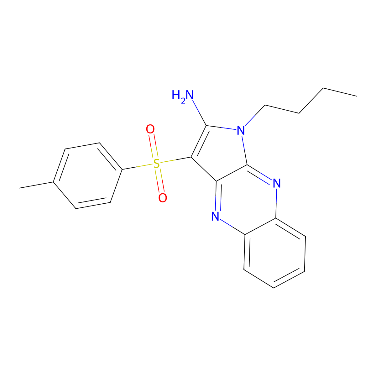 1-butyl-3-(4-methylbenzenesulfonyl)-1H-pyrrolo[2,3-b]quinoxalin-2-amine molecular structure, CAS 124982-72-5