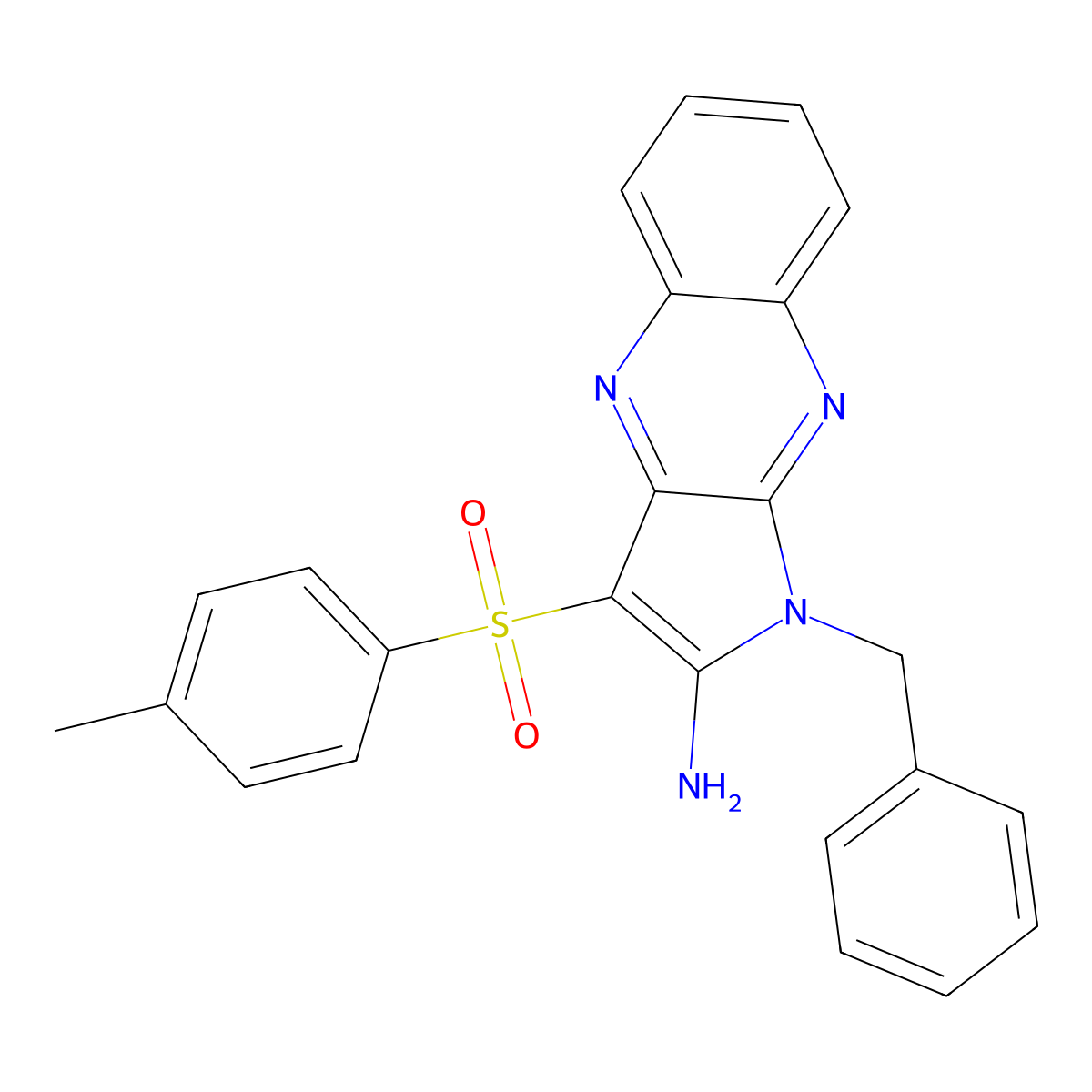 1-benzyl-3-[(4-methylphenyl)sulfonyl]-1H-pyrrolo[2,3-b]quinoxalin-2-amine molecular structure, CAS 124982-75-8